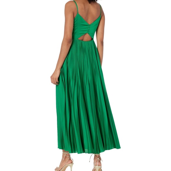Club Monaco Women's Strappy Pleated Dress size 10 BEAUTIFUL GREEN — Worn 1x - Picture 2 of 7